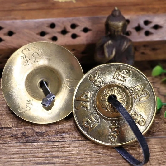 Harmony in Hand: 1 Pair of Tibetan Buddhist Style Yoga Cymbal Bells
