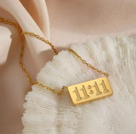 Gold Angel Number 11:11 Necklace | 18k Gold 1111 Angel Number Pendant | Make A Wish | Lucky Number | Gift for Her | Best Friend Gift