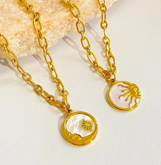 Moon & The Stars Retro Gold Link Necklace