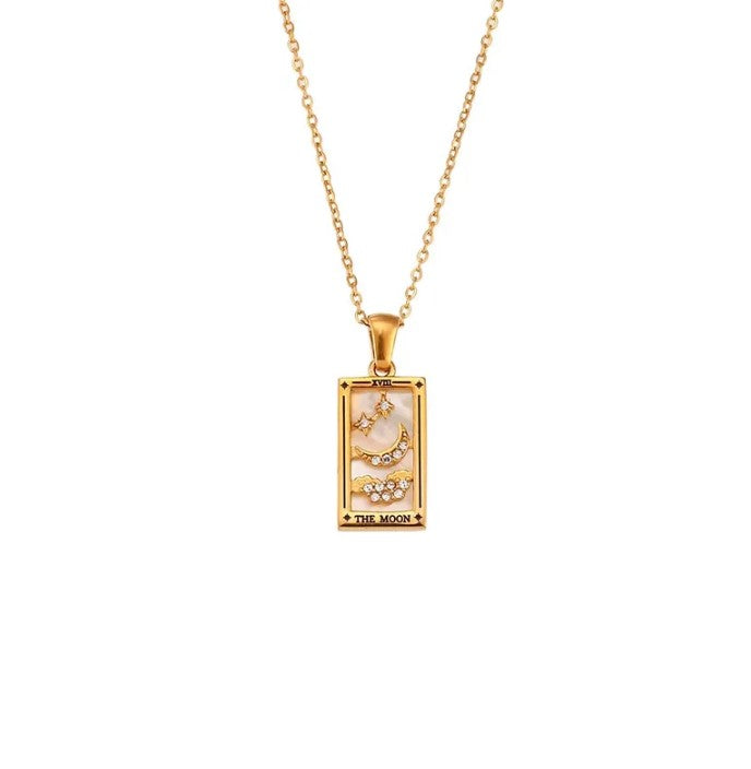 Brilliant Tarot Engraved Gold Necklace