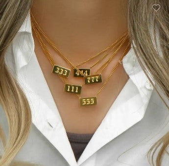 Angel Numbers Engraved Gold Necklace