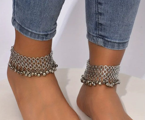 Boho Anklet Set with Bell-Shaped Pendants