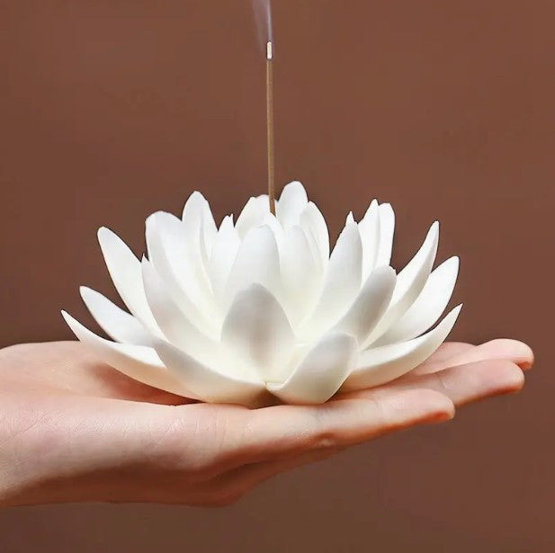 Ceramic White Lotus Incense Burner