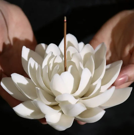 Ceramic White Lotus Incense Burner