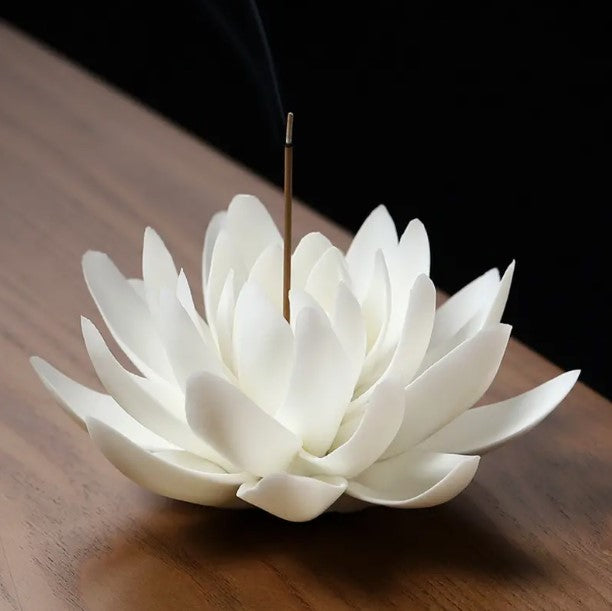 Ceramic White Lotus Incense Burner