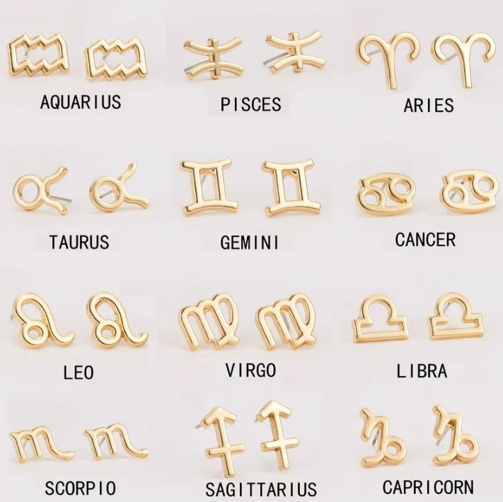 Zodiac Sign Stud Earrings