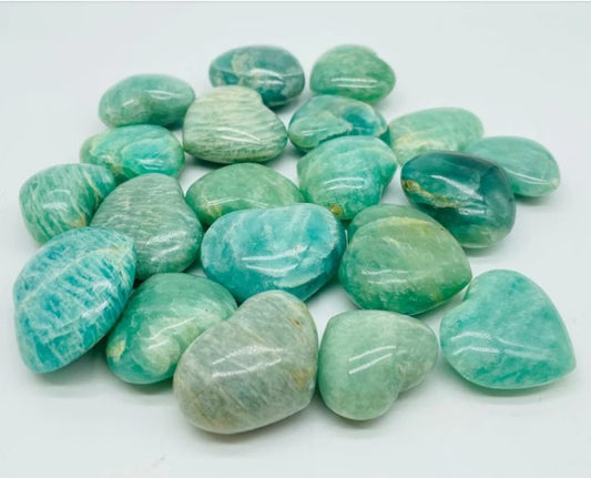 M/L Amazonite Heart Tumbled Stones