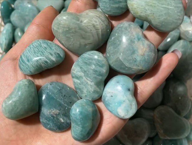 M/L Amazonite Heart Tumbled Stones