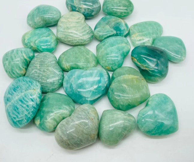 M/L Amazonite Heart Tumbled Stones