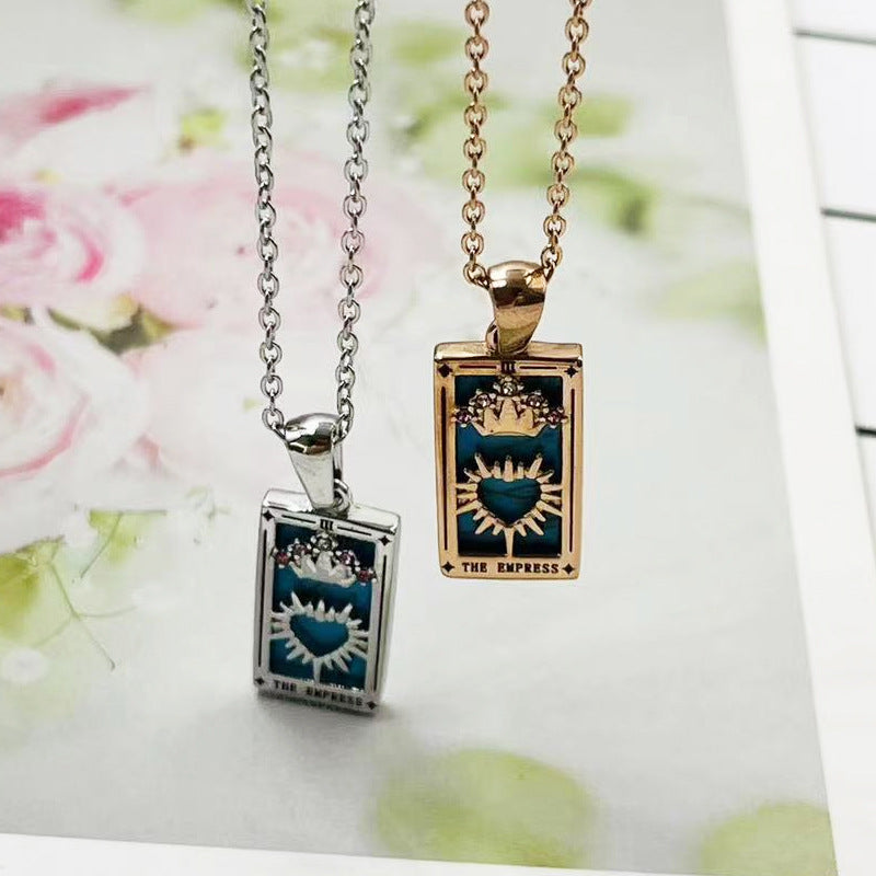 Brilliant Tarot Engraved Gold Necklace